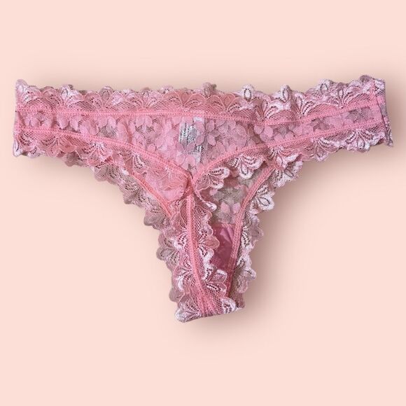 Hers Pink Lace Thong Panty Sz M - Picture 3 of 3